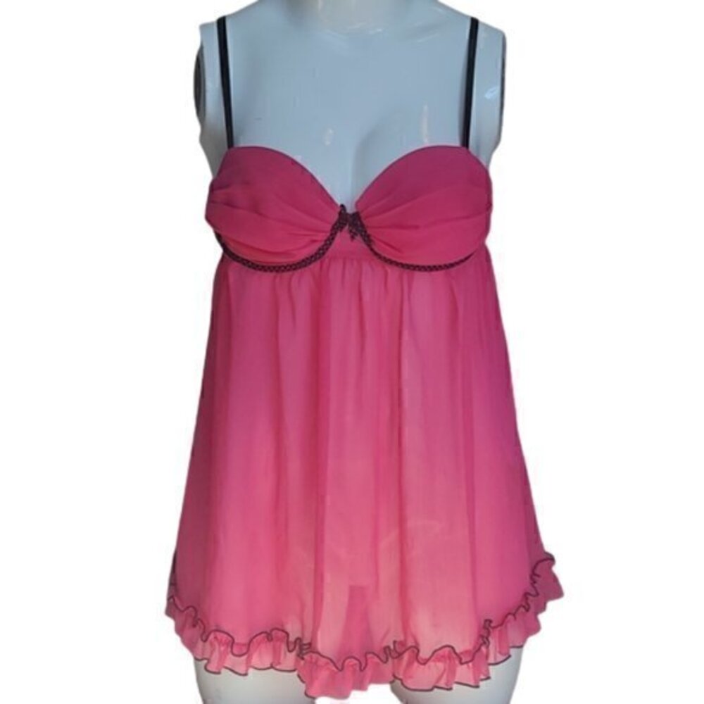 [Ambrielle] Pink Sheer Baby Doll - Size L